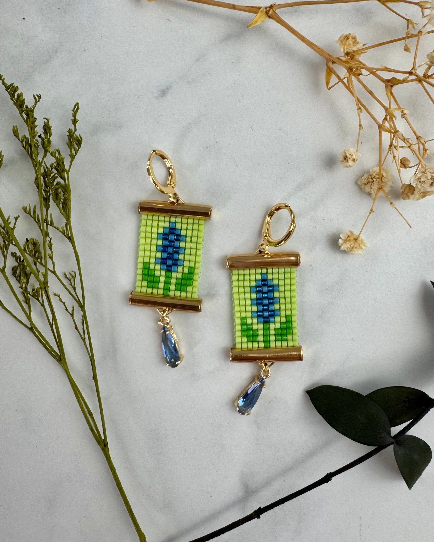 Bluebonnet Earrings in Green