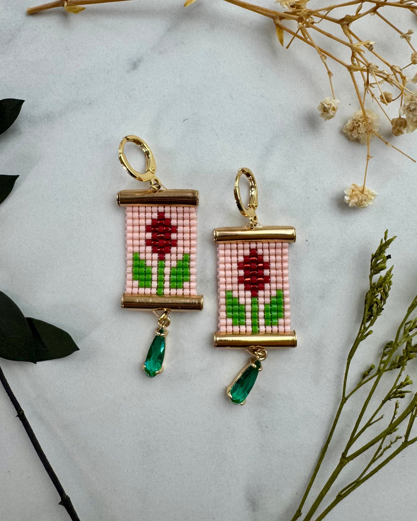 Prairie Fire (Castilleja) Earrings in Pink