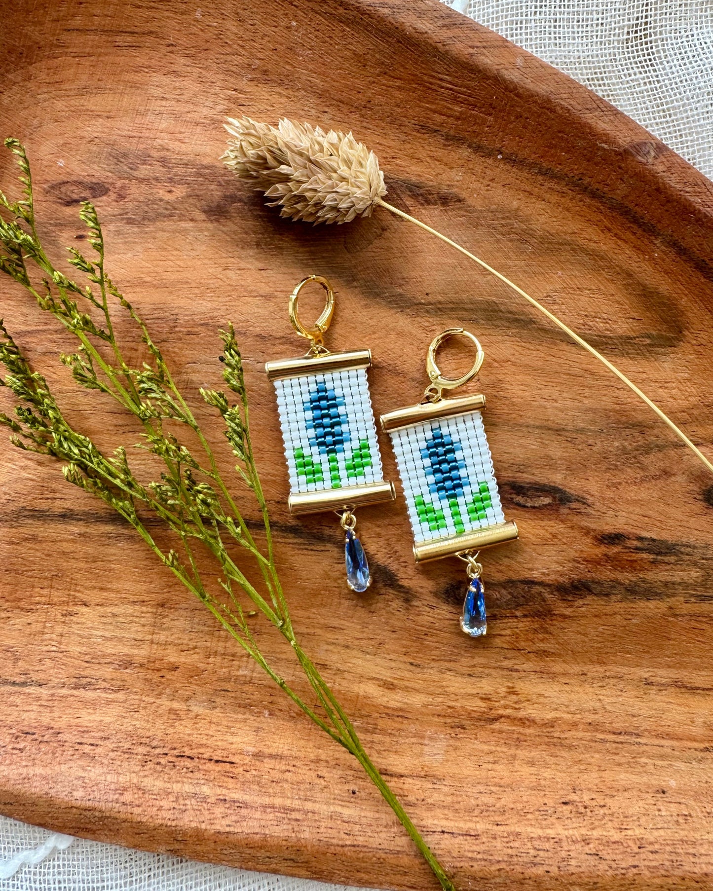 Bluebonnet Earrings in White