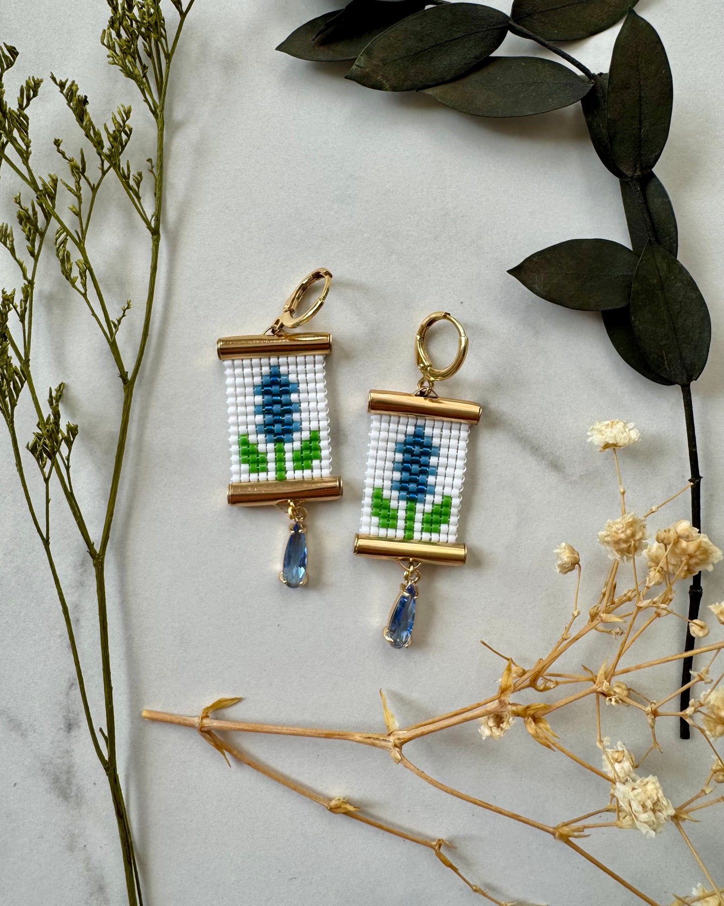 Bluebonnet Earrings in White