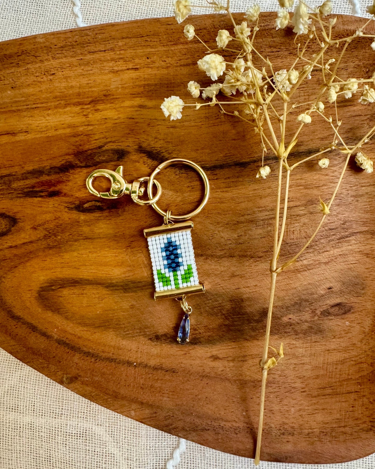 Bluebonnet Bag Charm in White