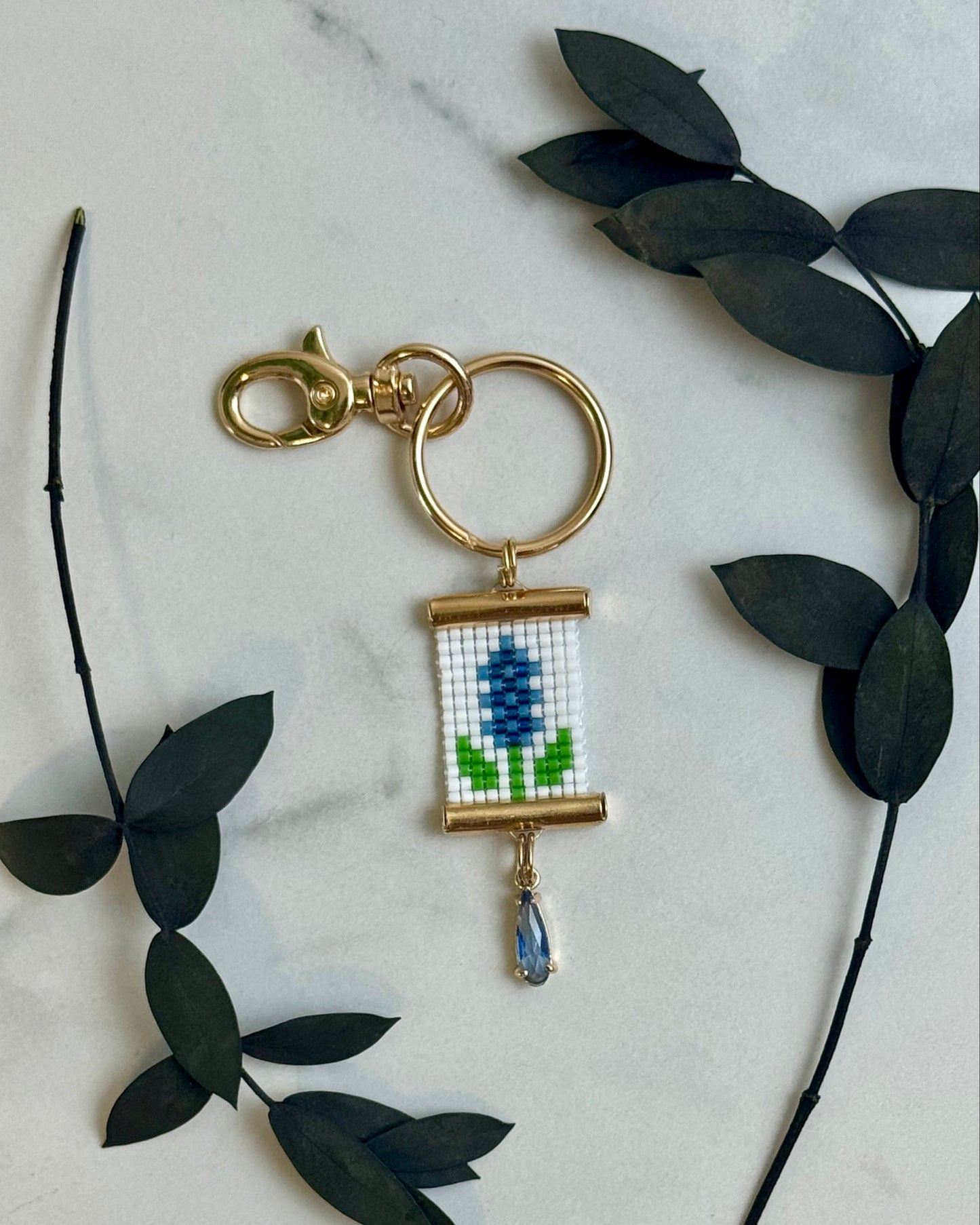 Bluebonnet Bag Charm in White