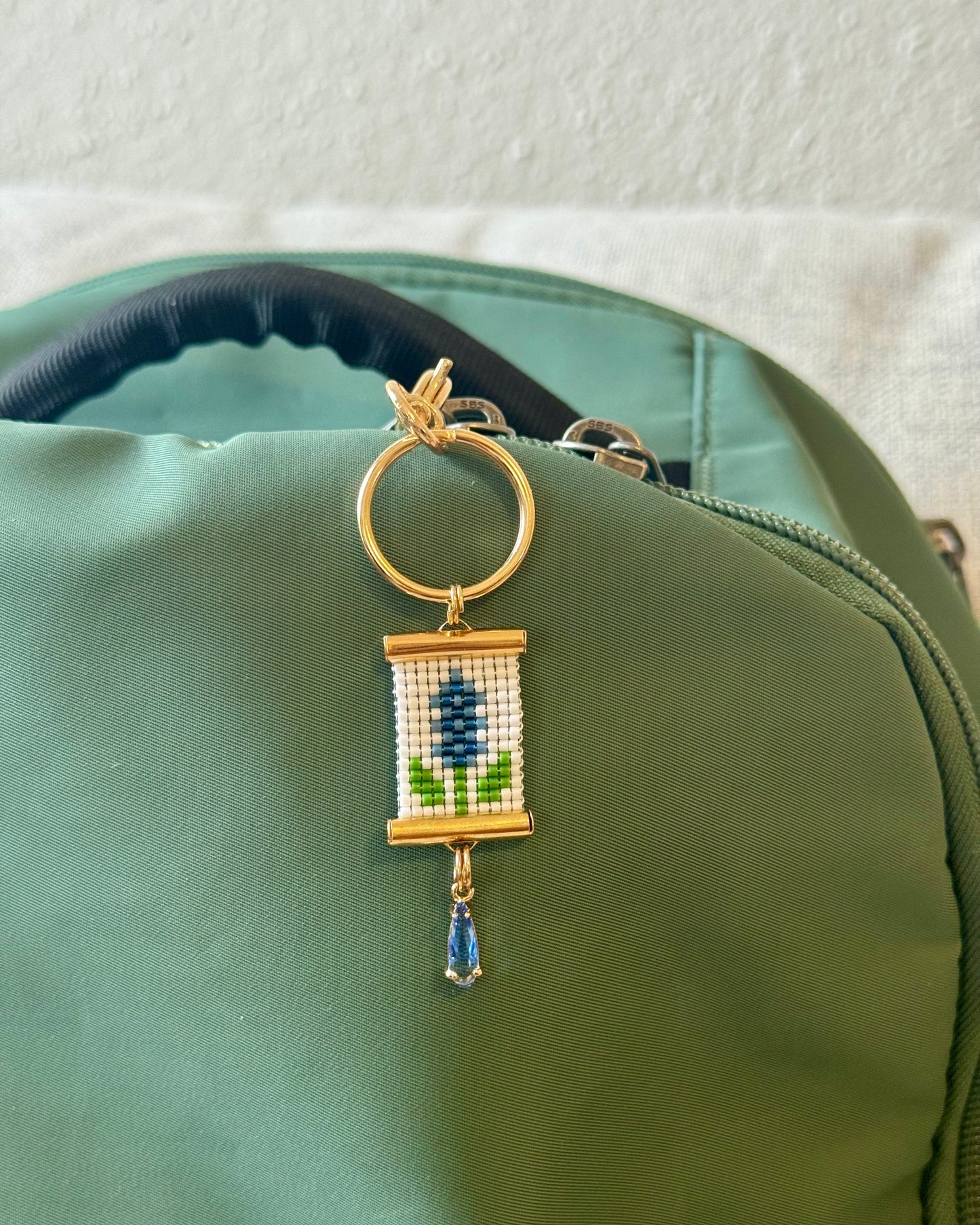 Bluebonnet Bag Charm in White