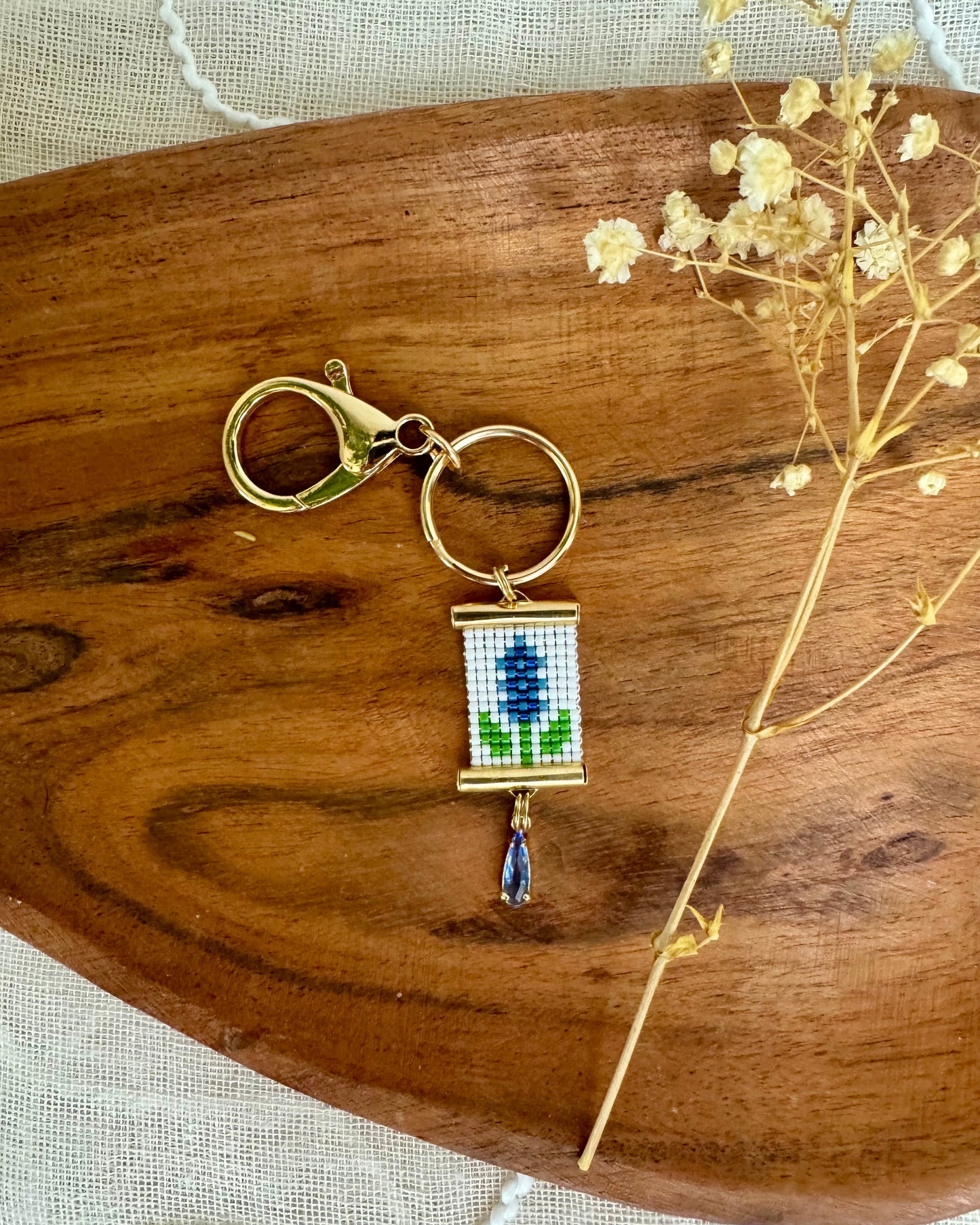 Bluebonnet Bag Charm in White