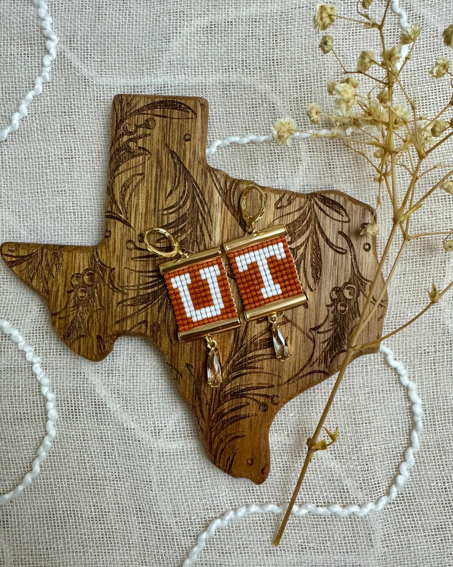 UT Earrings in Burnt Orange