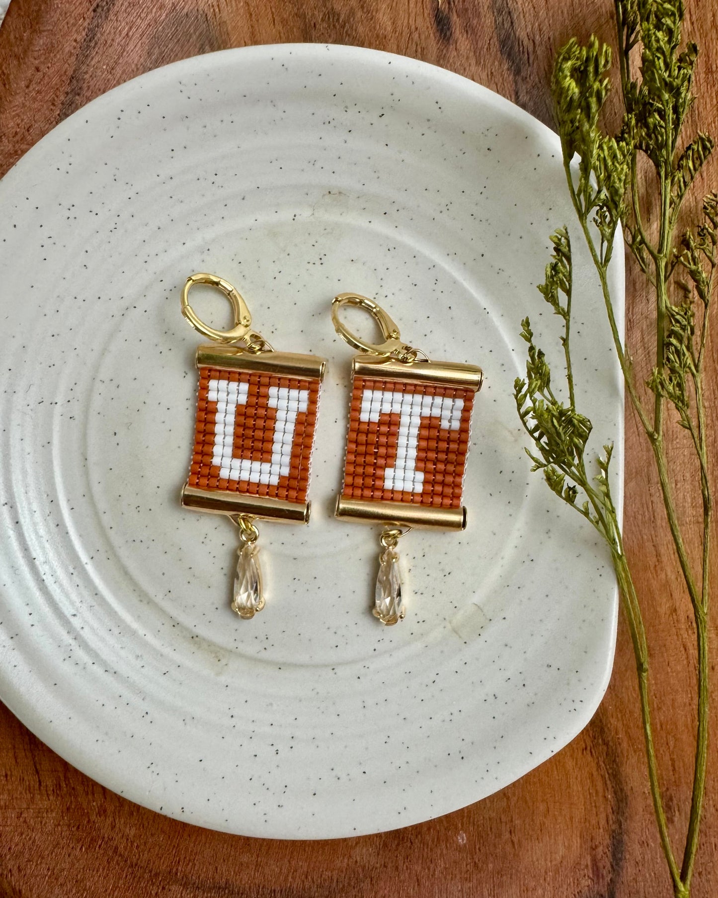 UT Earrings in Burnt Orange