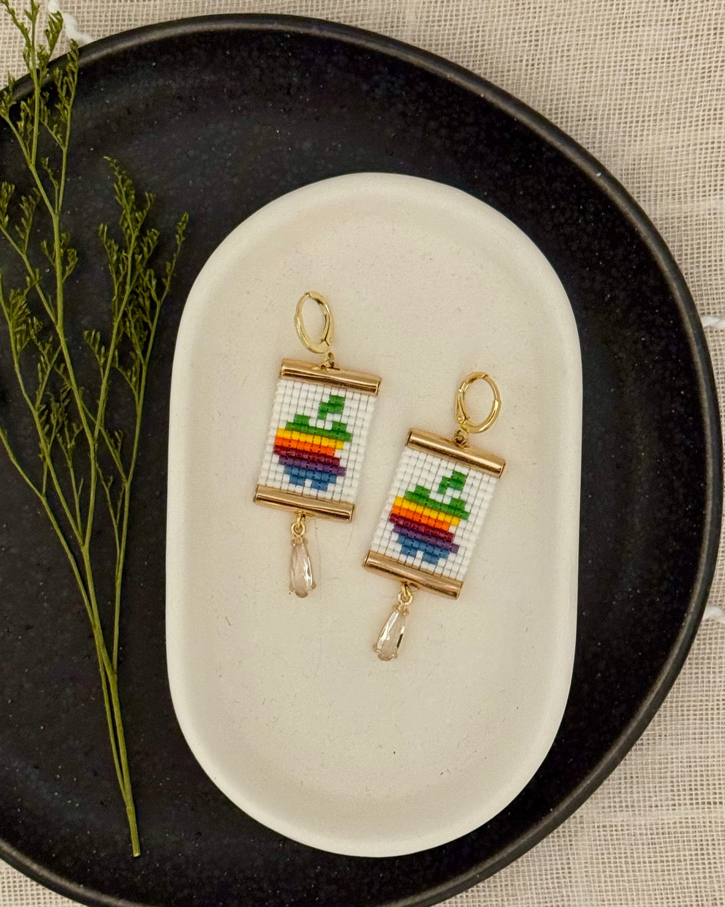 Rainbow Apple Earrings