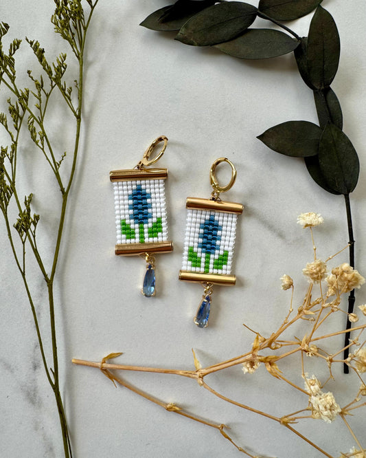 Bluebonnet Earrings in White