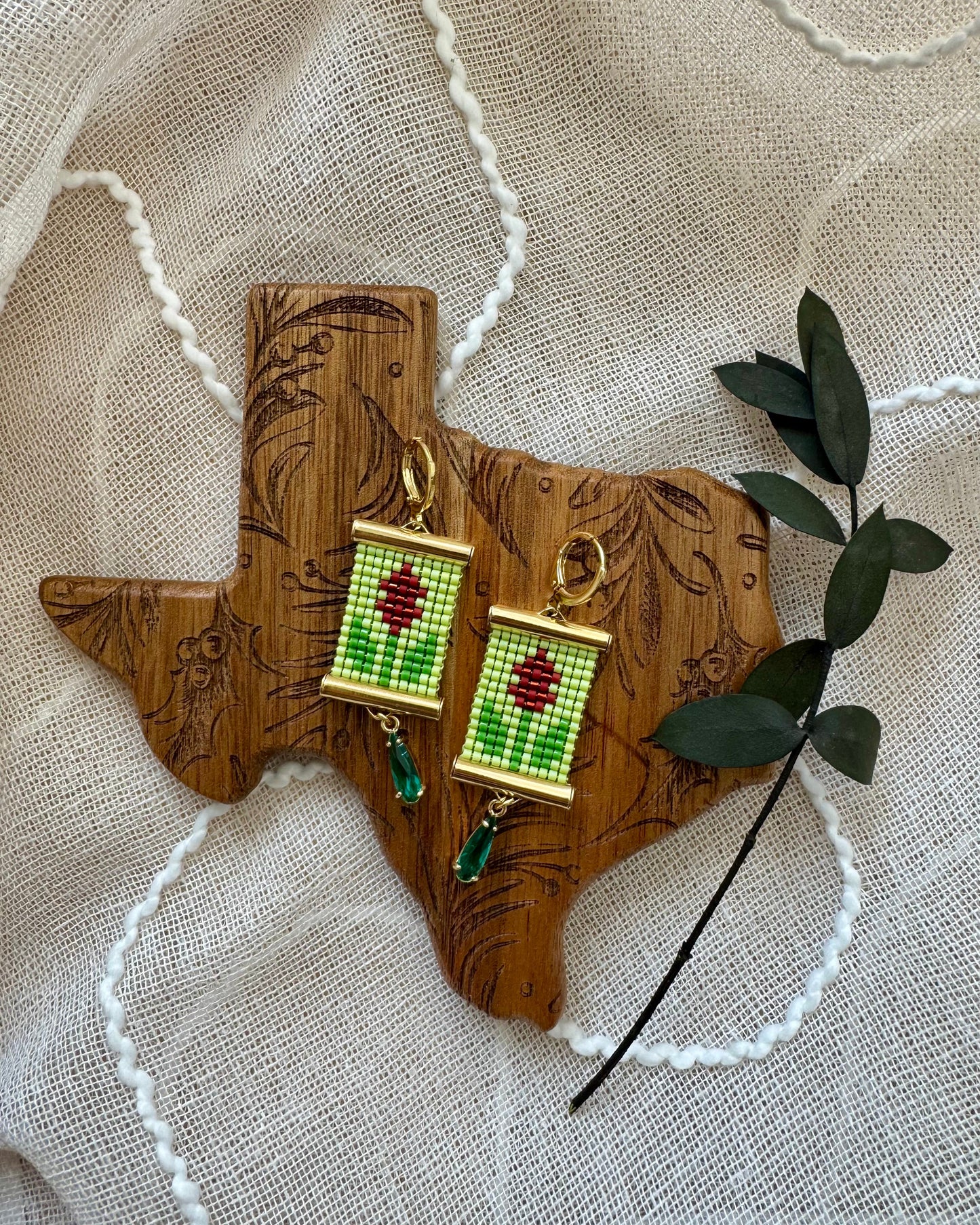Prairie Fire (Castilleja) Earrings in Green