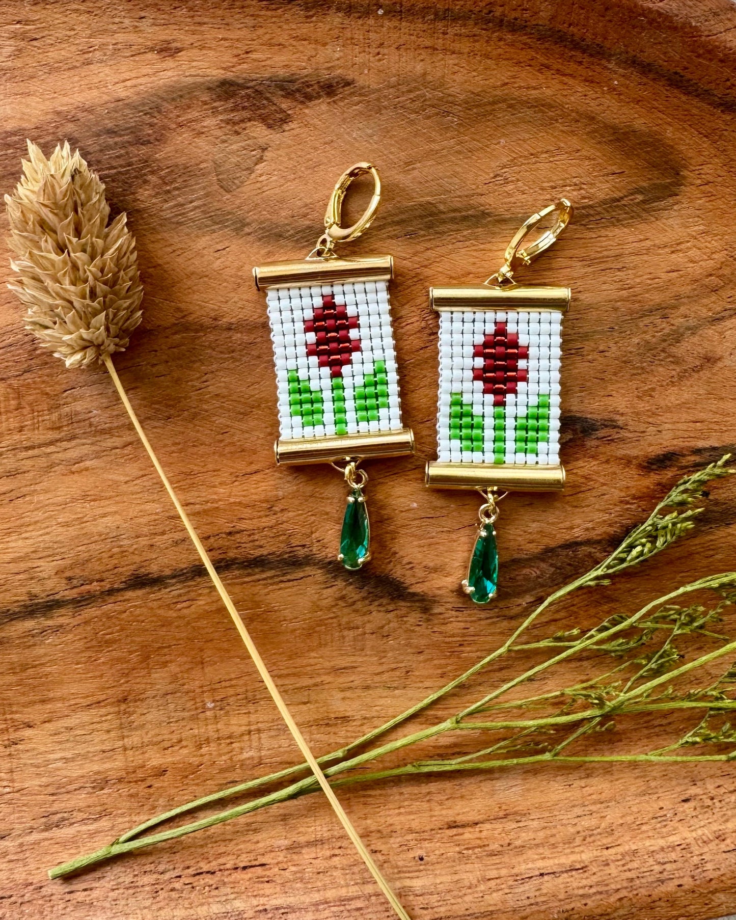 Prairie Fire (Castilleja) Earrings in White