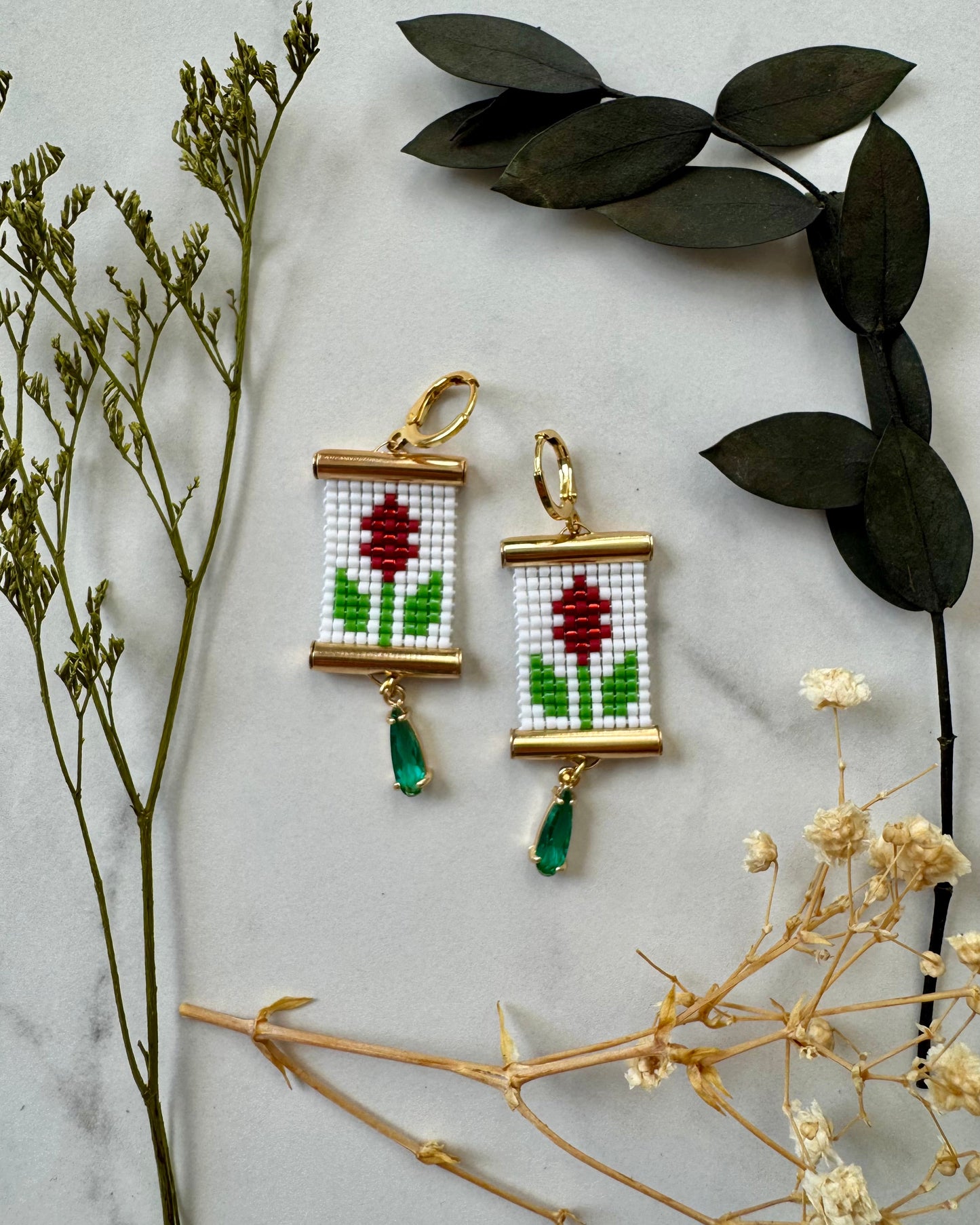 Prairie Fire (Castilleja) Earrings in White