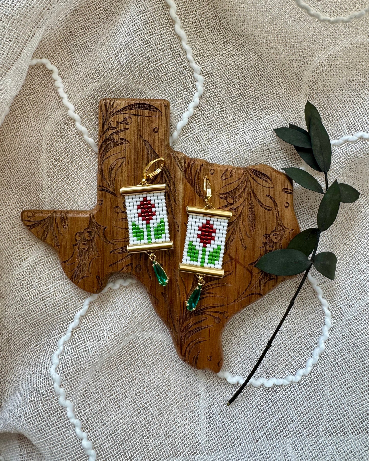 Prairie Fire (Castilleja) Earrings in White