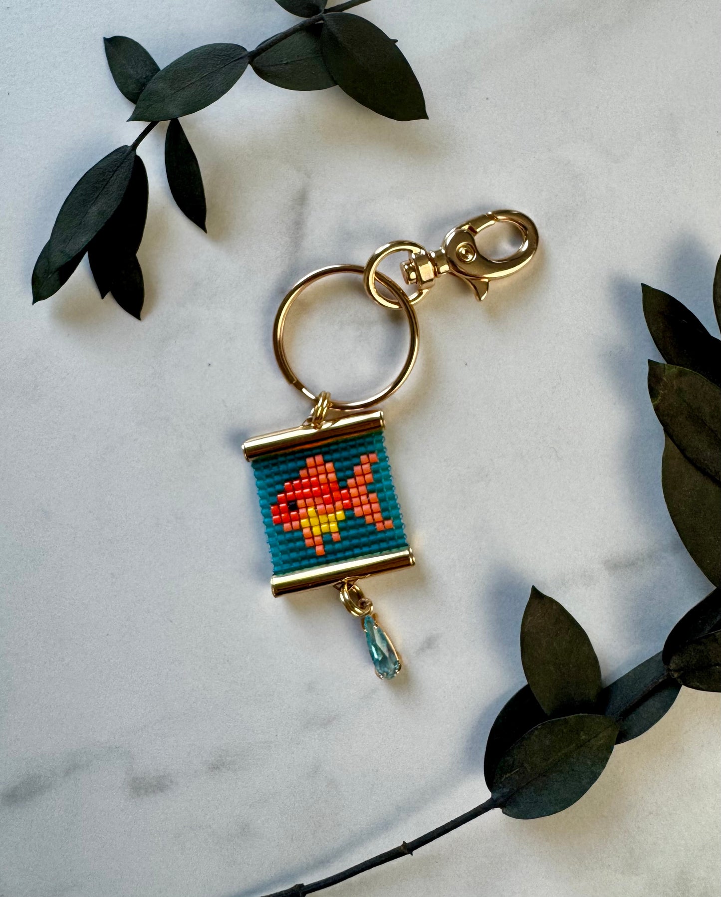 Plenty of Fish in the Sea Bag Charm in Blue