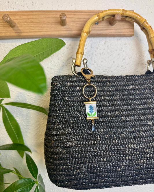 Bluebonnet Bag Charm in White