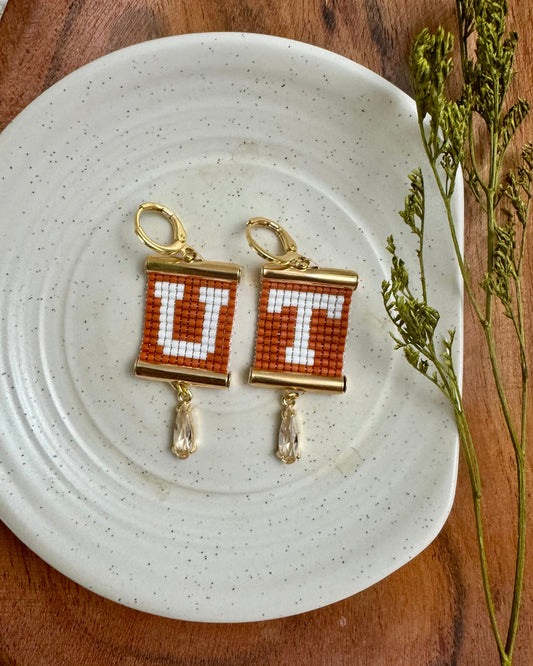 UT Earrings in Burnt Orange