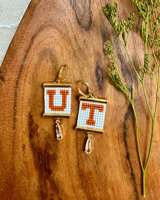UT Earrings in White