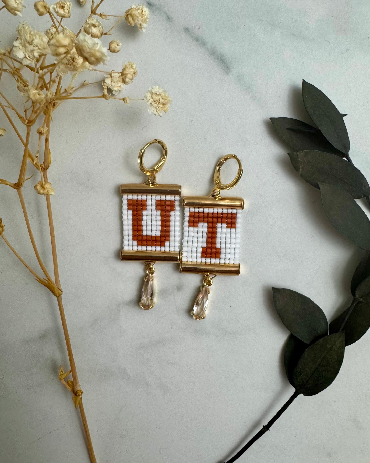 UT Earrings in White