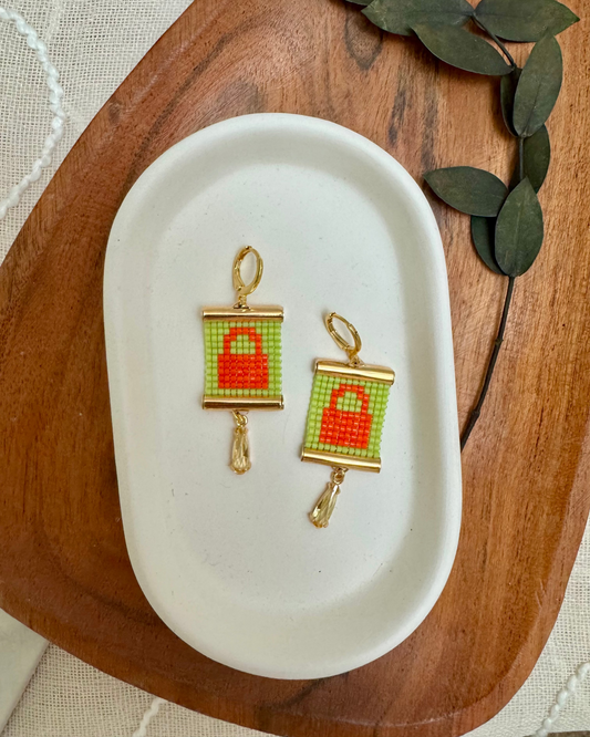 Lock Earrings in Briefcase Mint Green