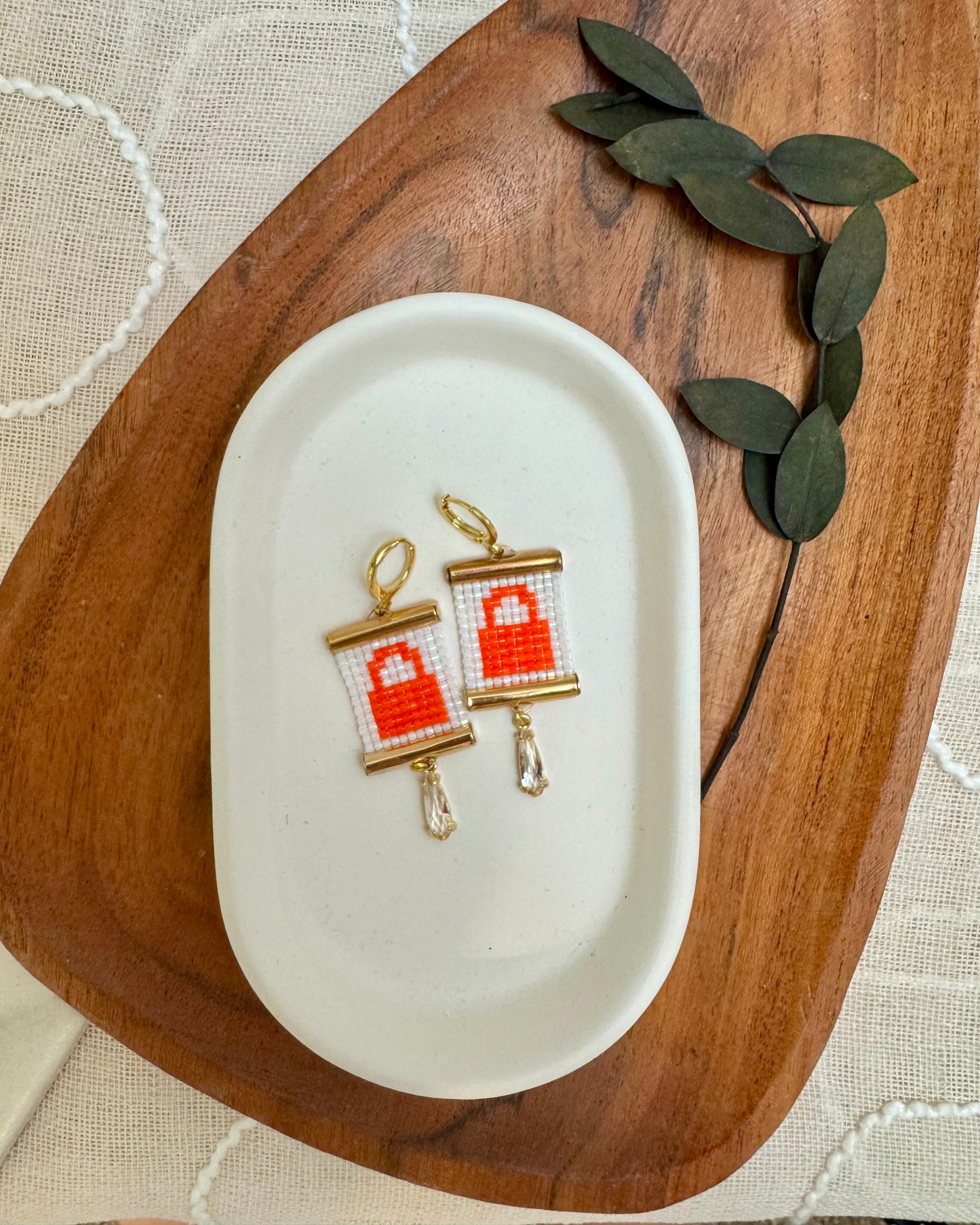 Lock Earrings in Glittering White
