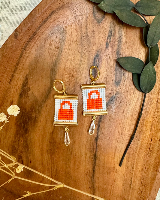 Lock Earrings in Glittering White