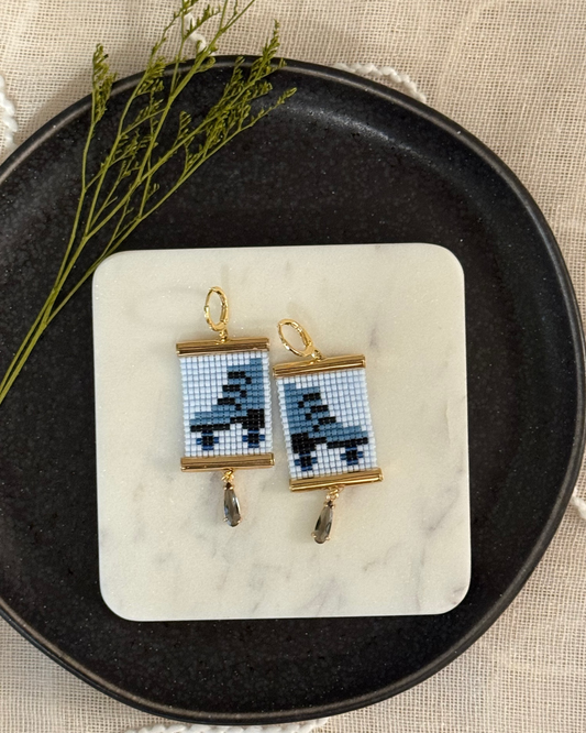 Quad Skate Earrings in Blue