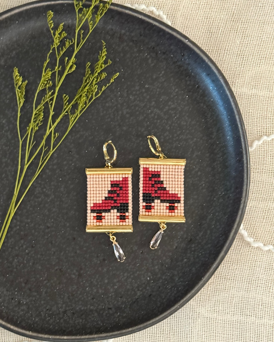 Quad Skate Earrings in Red