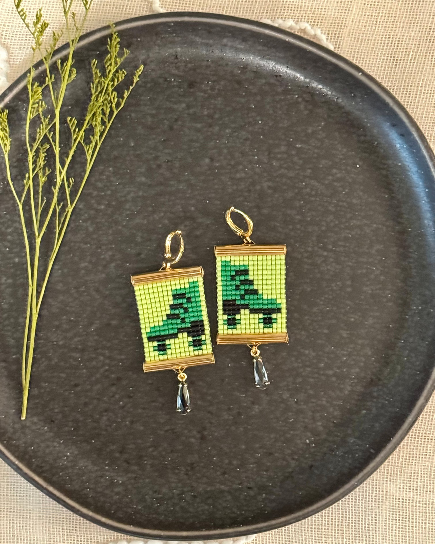 Quad Skate Earrings in Green