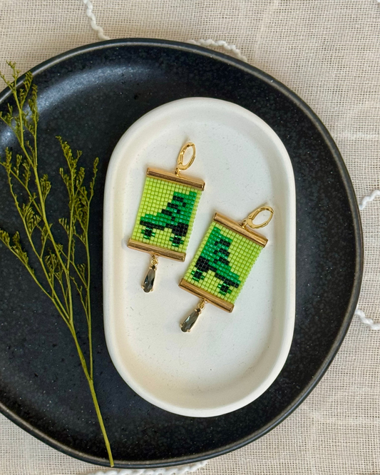 Quad Skate Earrings in Green