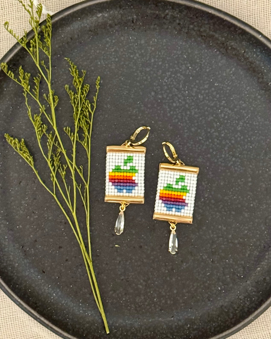 Rainbow Apple Earrings