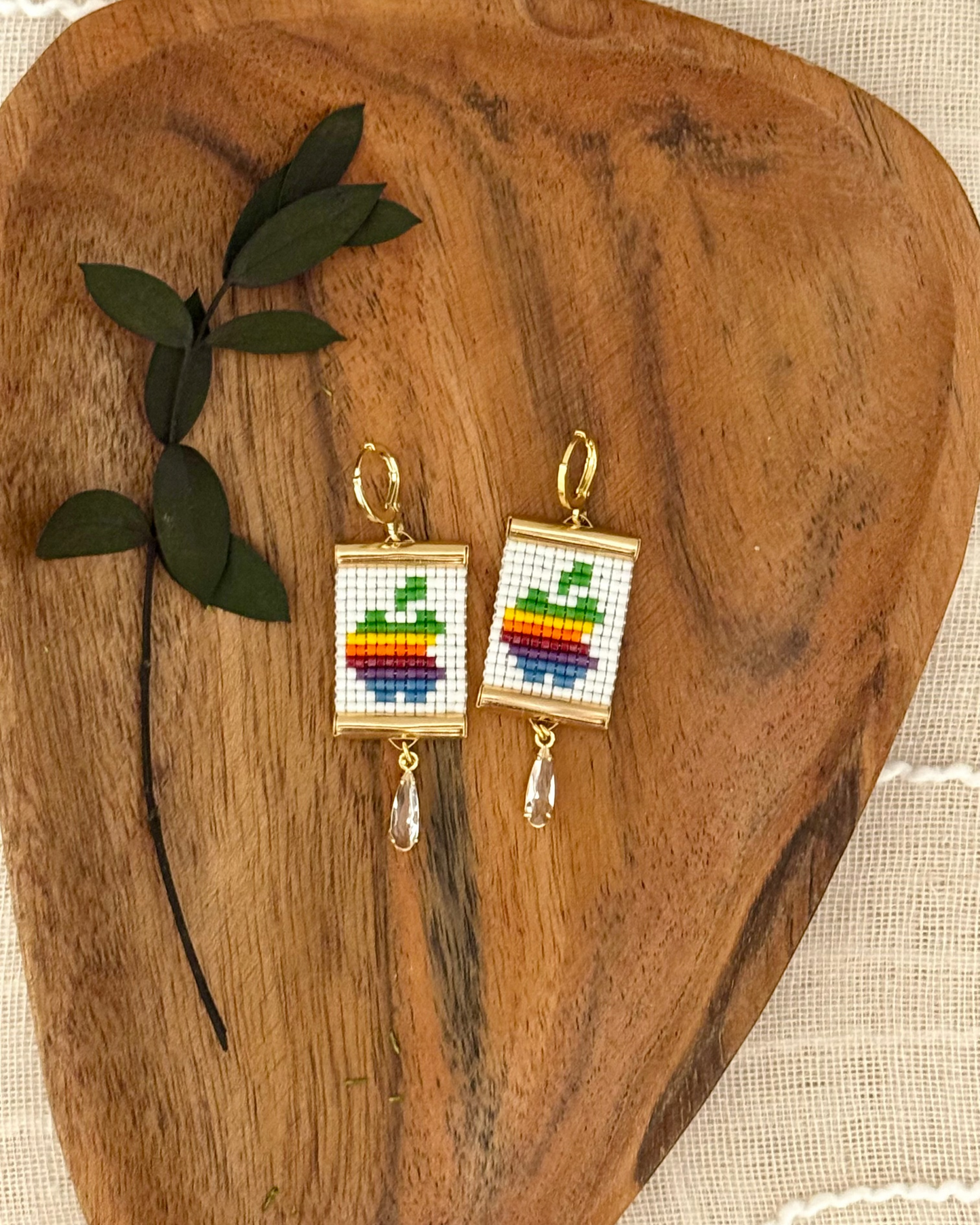 Rainbow Apple Earrings
