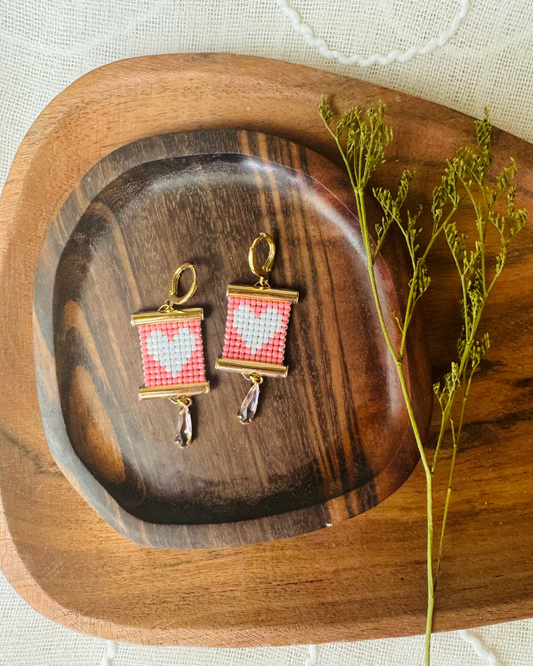 This Love Earrings on wooden tray backdrop